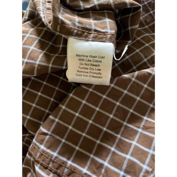3 For $10 Egara Mens XXLarge Brown Checked Long Sleeve Button Up Collared Shirt - Picture 4 of 5